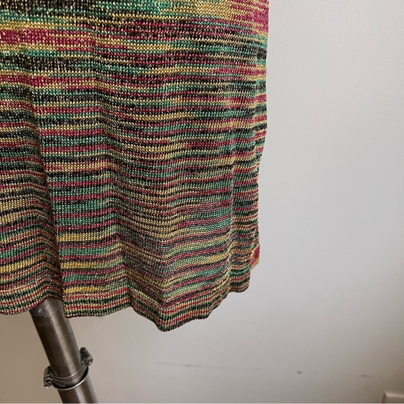Vintage 90s Guess Jeans Gold Bodycon Knit Dress Medium Rasta Red Yellow Green - Picture 3 of 12